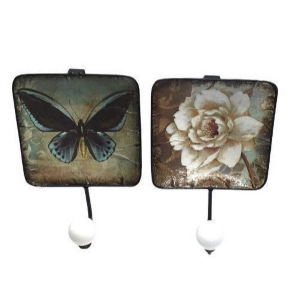 Metal Wall Hook with Porcelain Hook Set